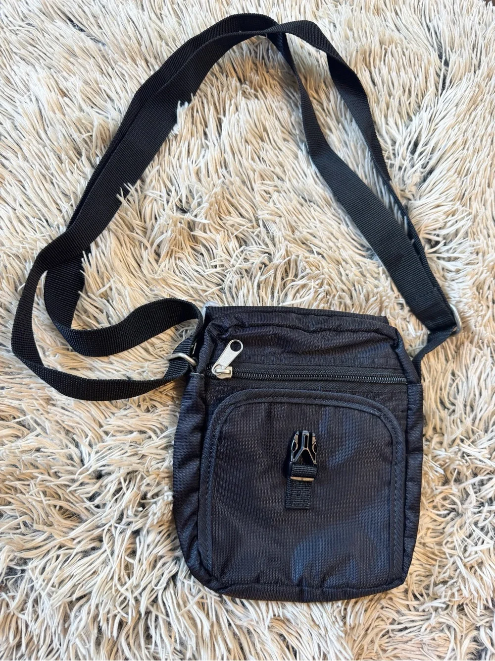 Black Compact Messenger Crossbody